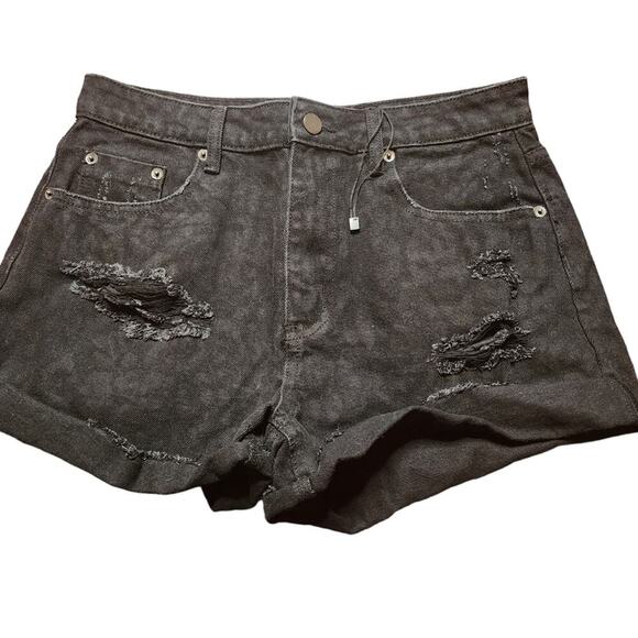 MUSTARD SEED NEW MED DISTRESSED BLACK SHORTS - Picture 2 of 8